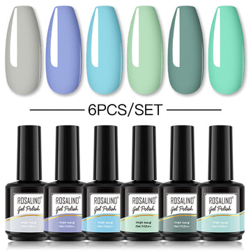 ROSALIND Gel Nail Polish 6Pcs/Set For Manicure Nails Art UV Gel Need Base Top Coat Vernis Semi permanent Nail Polish 15ML